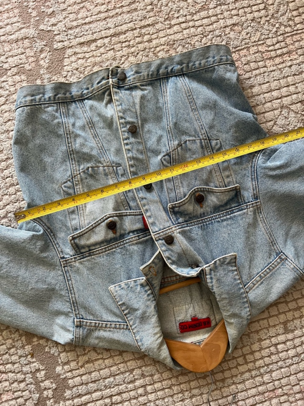 Vintage Embroidered Patch Upcycled Denim Jacket Size Small Oversized - Picture 6 of 8